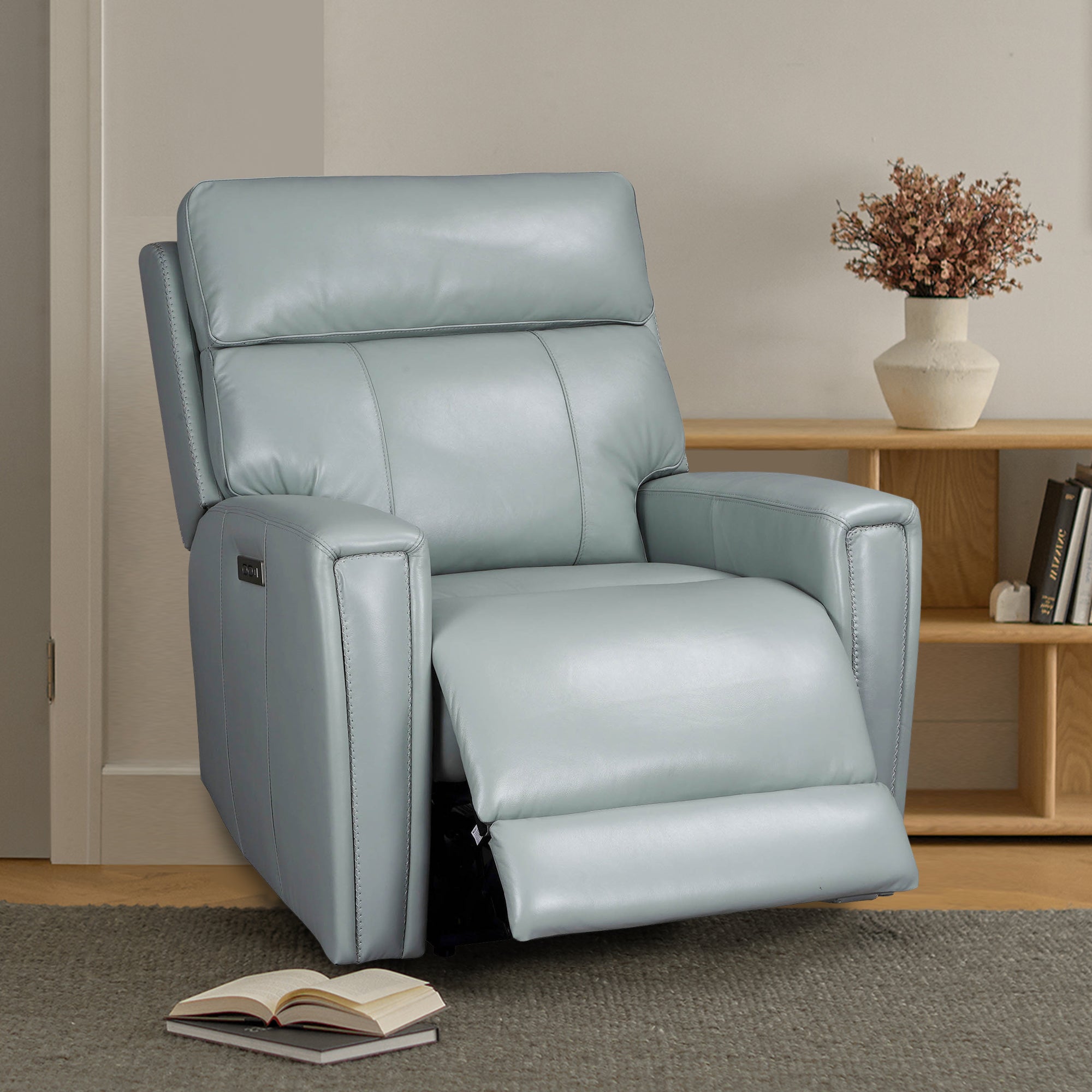 Alesund Leather Power Recliner with Adjustable Headrest – UR 