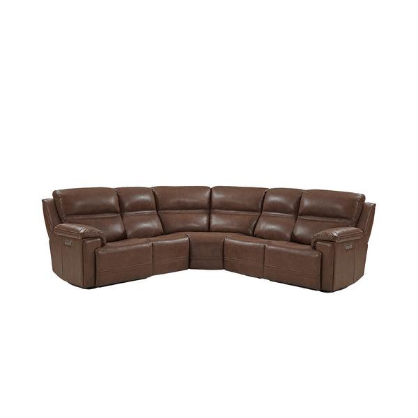 5 PCS, 3 Power Recliners Odense Leather Sectional | Power Headrest