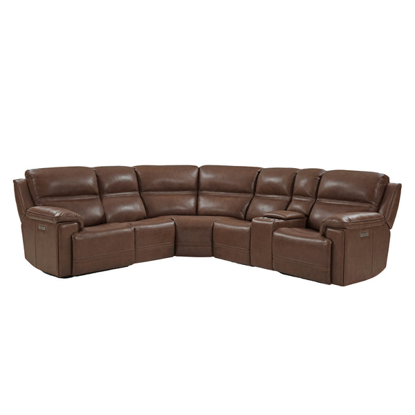 6 PCS, 3 Power Recliners Odense Leather Sectional | Power Headrest