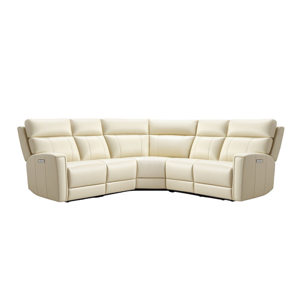 5 PCS, 2 Power Recliners Alesund Leather Sectional | Power Headrest