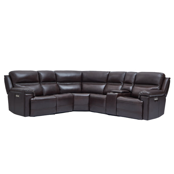6 PCS, 2 Power Recliners Odense Leather Sectional | Power Headrest