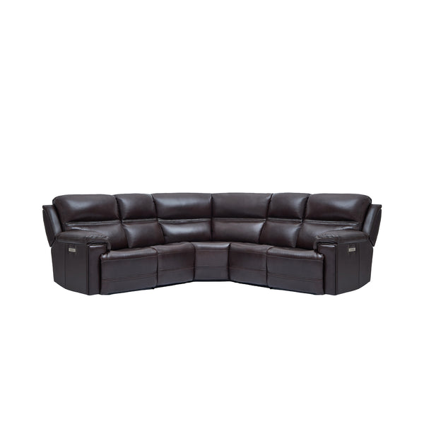 5 PCS, 2 Power Recliners Odense Leather Sectional | Power Headrest