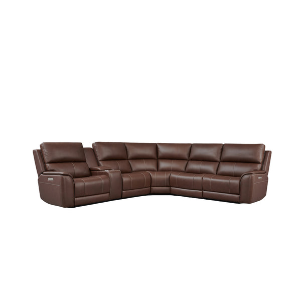 6 PCS, 3 Power Recliners Espoo Leather Sectional | Power Headrest | Lumbar | Double Width