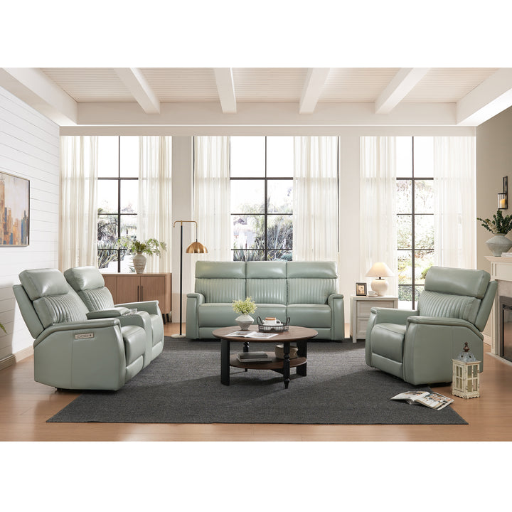 Lightaqua Genuine Leather Power Recliner Sofa Set