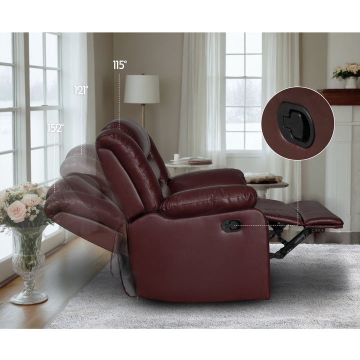 Red Faux Leather Manual Recliner Sofa Set