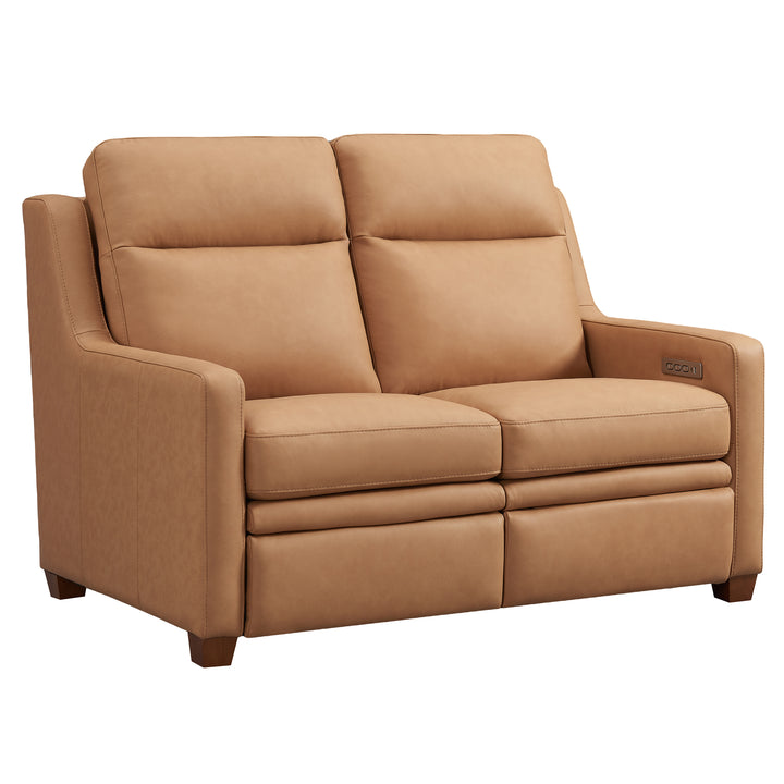 Wall Hugger Brown Leather Power Recliner Loveseat
