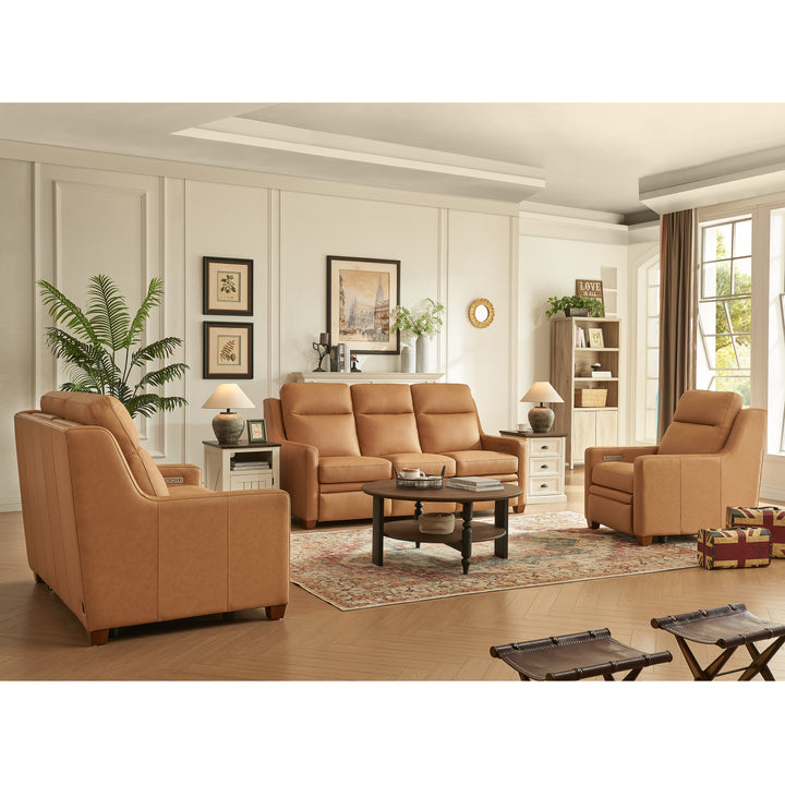 Wall Hugger Brown Leather Sofa Set Power Recliner Sofa Set