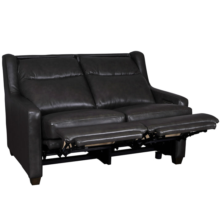 Wall Hugger Charcoal Leather Power Recliner Loveseat