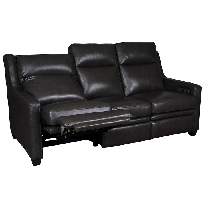Wall Hugger Charcoal Leather Power Recliner Sofa 