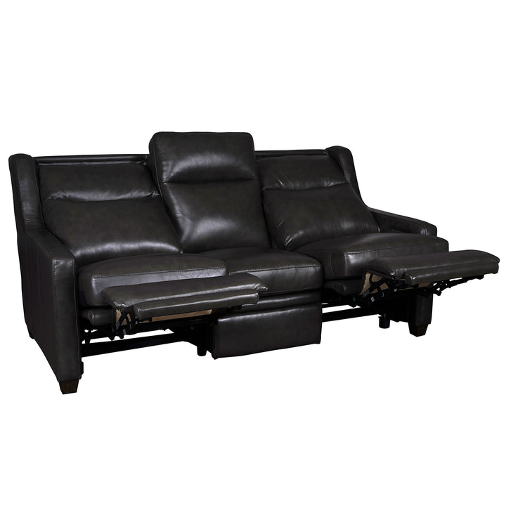 Wall Hugger Charcoal Leather Power Recliner Sofa 