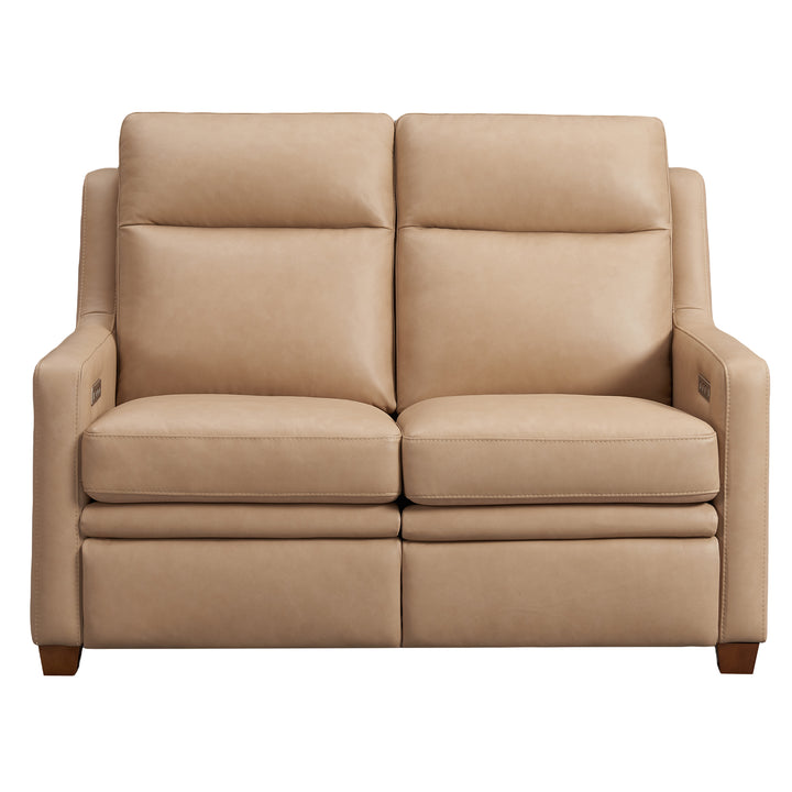 Wall Hugger Wheat Leather Power Recliner Loveseat