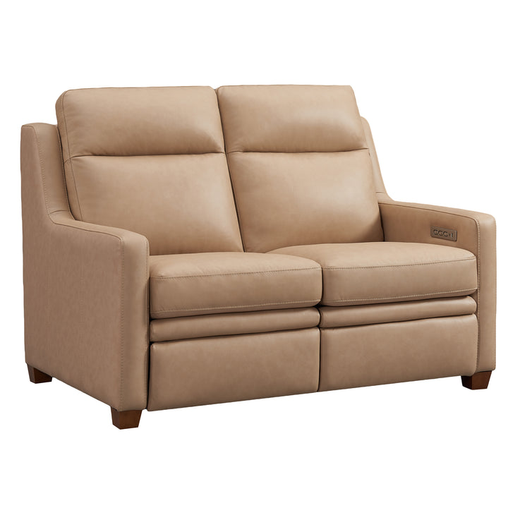 Wall Hugger Wheat Leather Power Recliner Loveseat