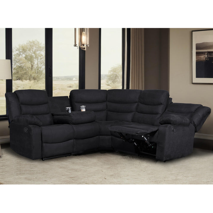 black manual recliner​ suede sectional