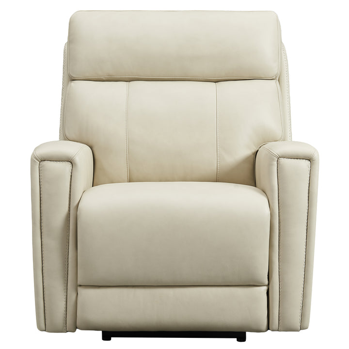 cream dual power genuine leather recliner