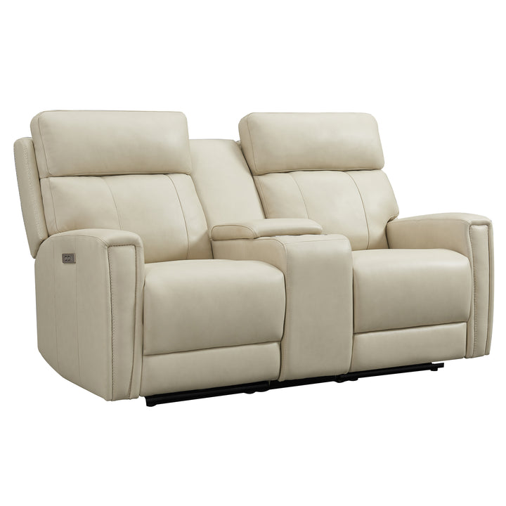 cream dual power genuine leather recliner loveseat
