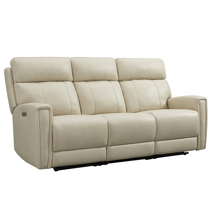 cream dual power genuine leather recliner sofa