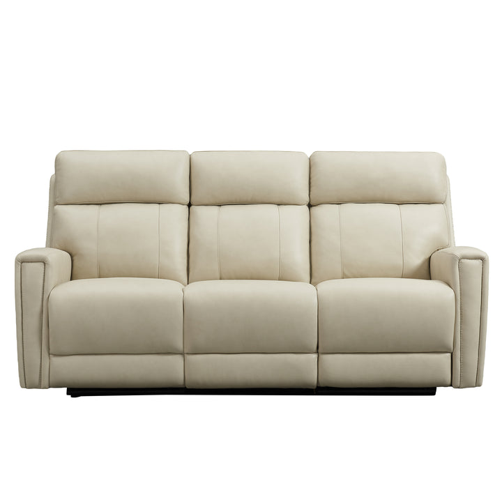 cream dual power genuine leather recliner sofa