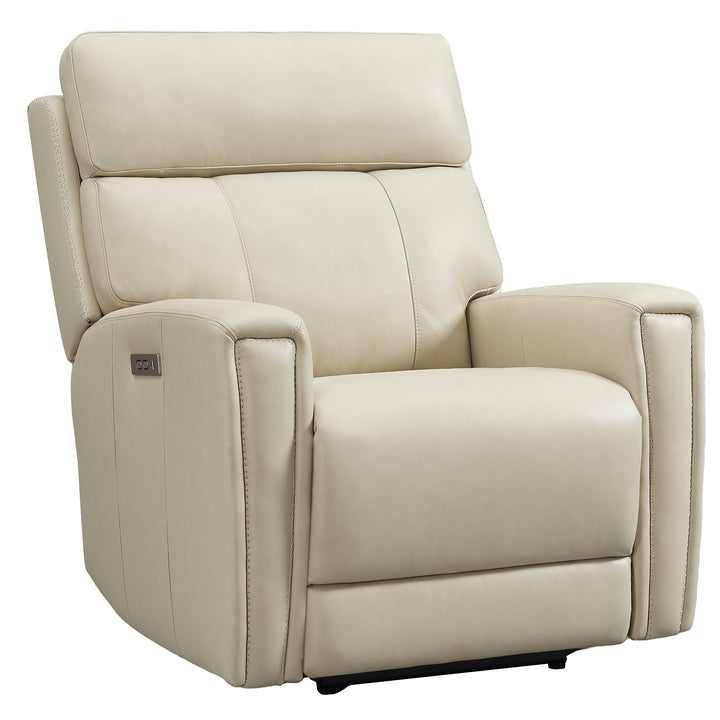 cream dual power genuine leather recliner