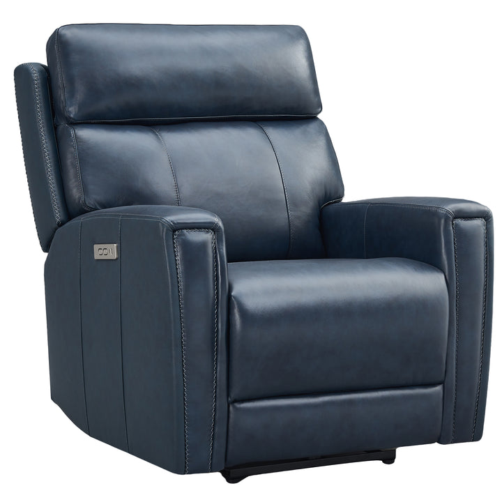 darkblue dual power genuine leather recliner