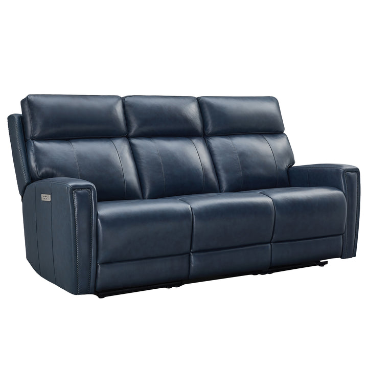 darkblue dual power genuine leather recliner sofa