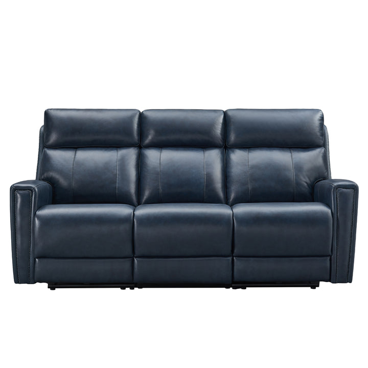 darkblue dual power genuine leather recliner sofa