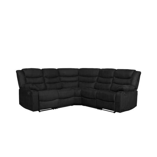 Gotland Black Manual Reclining Small Sectional Sofa with Drop Down Tables