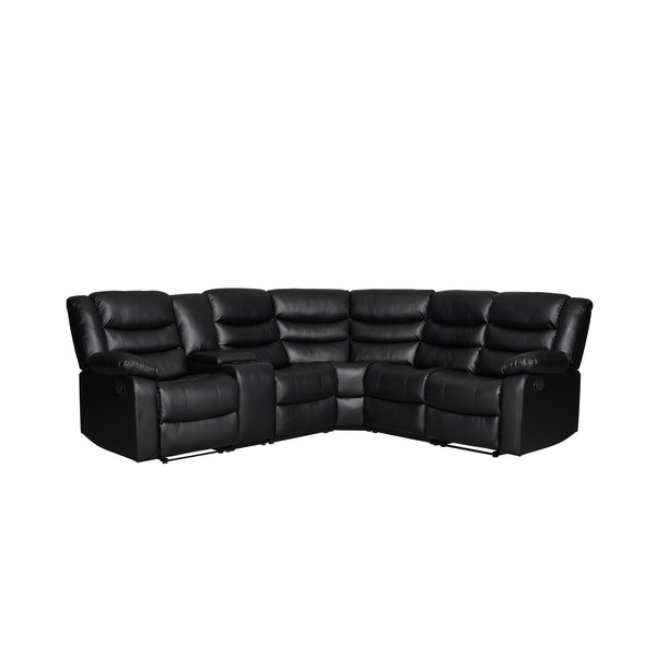 Gotland Black Manual Reclining Sectional with Console & Cup Holders