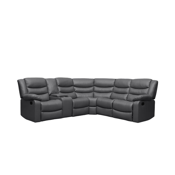 Gotland Gray Manual Reclining Sectional Sofa with Console & Cup Holders